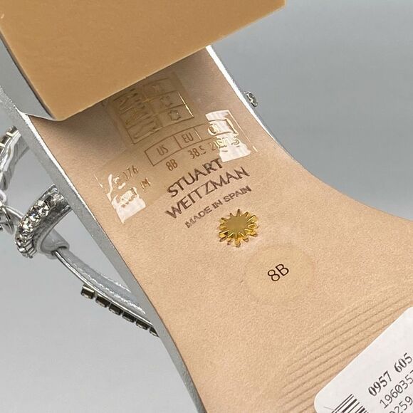 Stuart Weitzman Embellished Metallic Leather Sandals size 8 - Picture 14 of 14